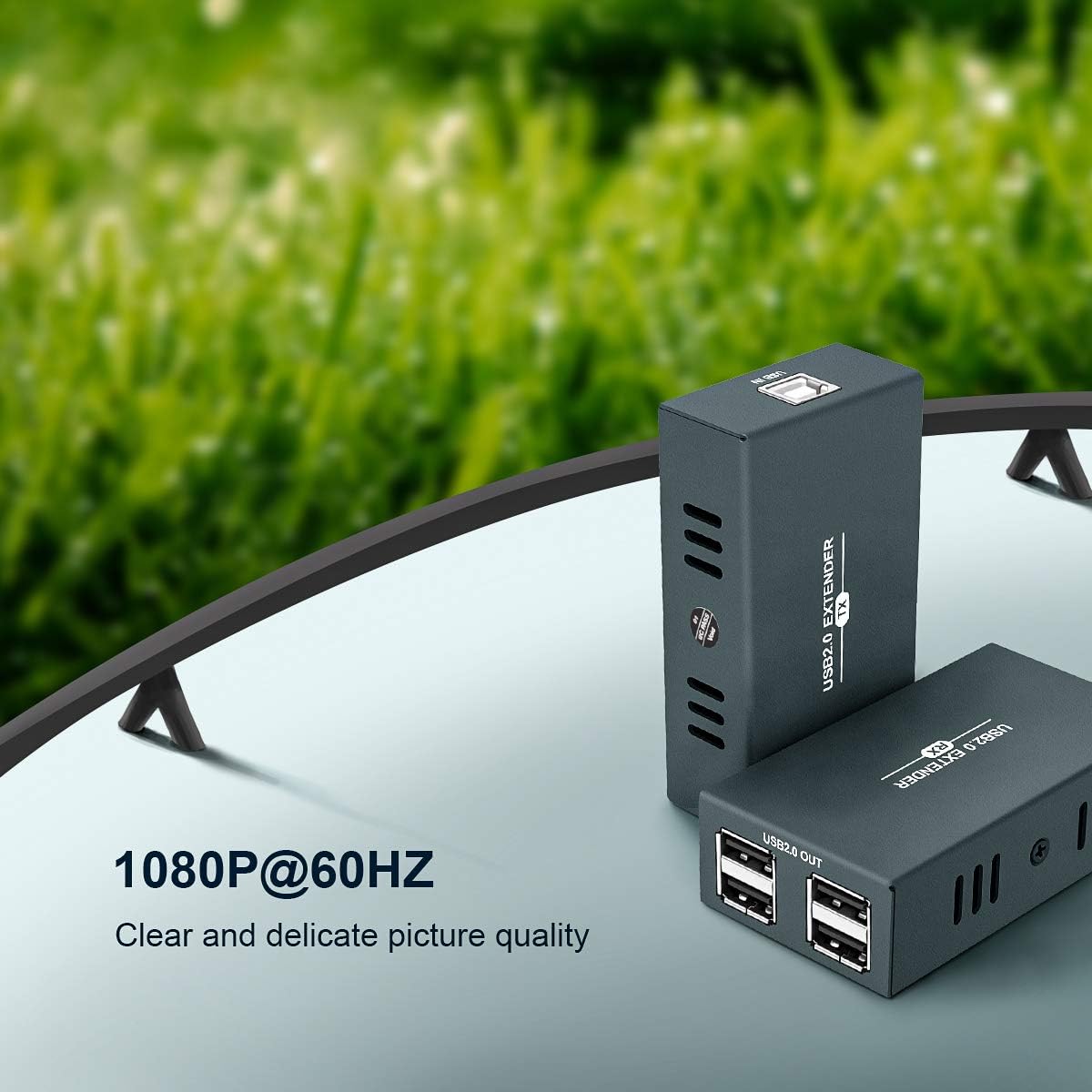 USB Extender Kit with 4 USB 2.0 Hub Over Ethernet Cat5e/6/7 Up to 165ft S489
