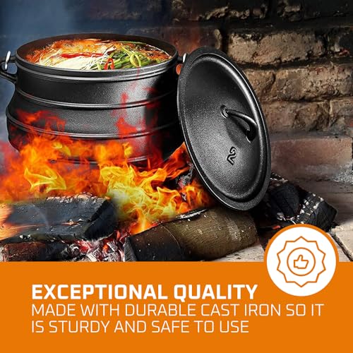 10 Quarts Pre-Seasoned Cast Iron Cauldron with Lid P458149