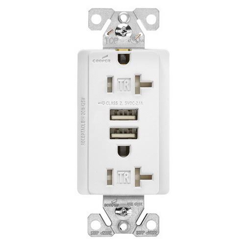 Tamper-Resistant Duplex Receptacle with USB Charger, 125 Volt, 20 Amp G4329