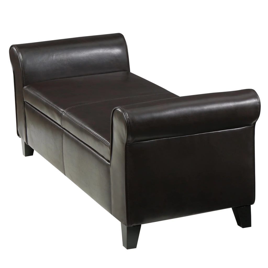 Brown Upholstered Storage Ottoman Bench D164248