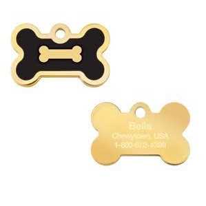 Small Bone Shape Pet ID Tag with Gold Detail K887