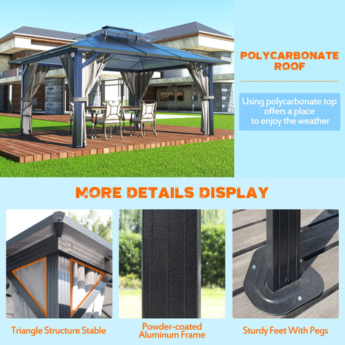 12'x10' Hardtop Aluminum Gazebo P29604