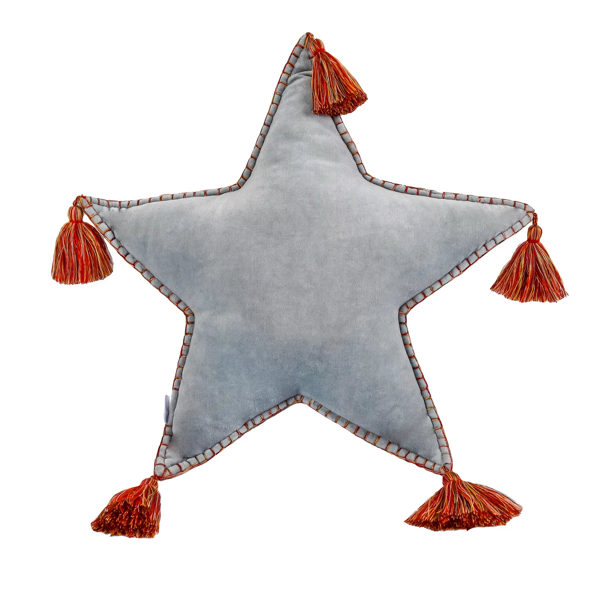Star Shaped Pillow With Tassels Light Blue 16in W899