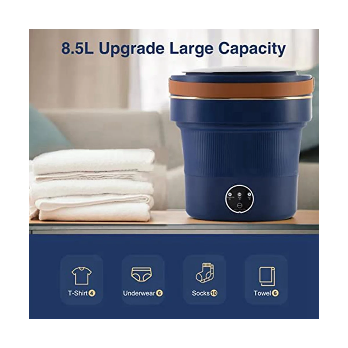 8.5L Foldable Mini Washing Machine with Drainer Basket K32316
