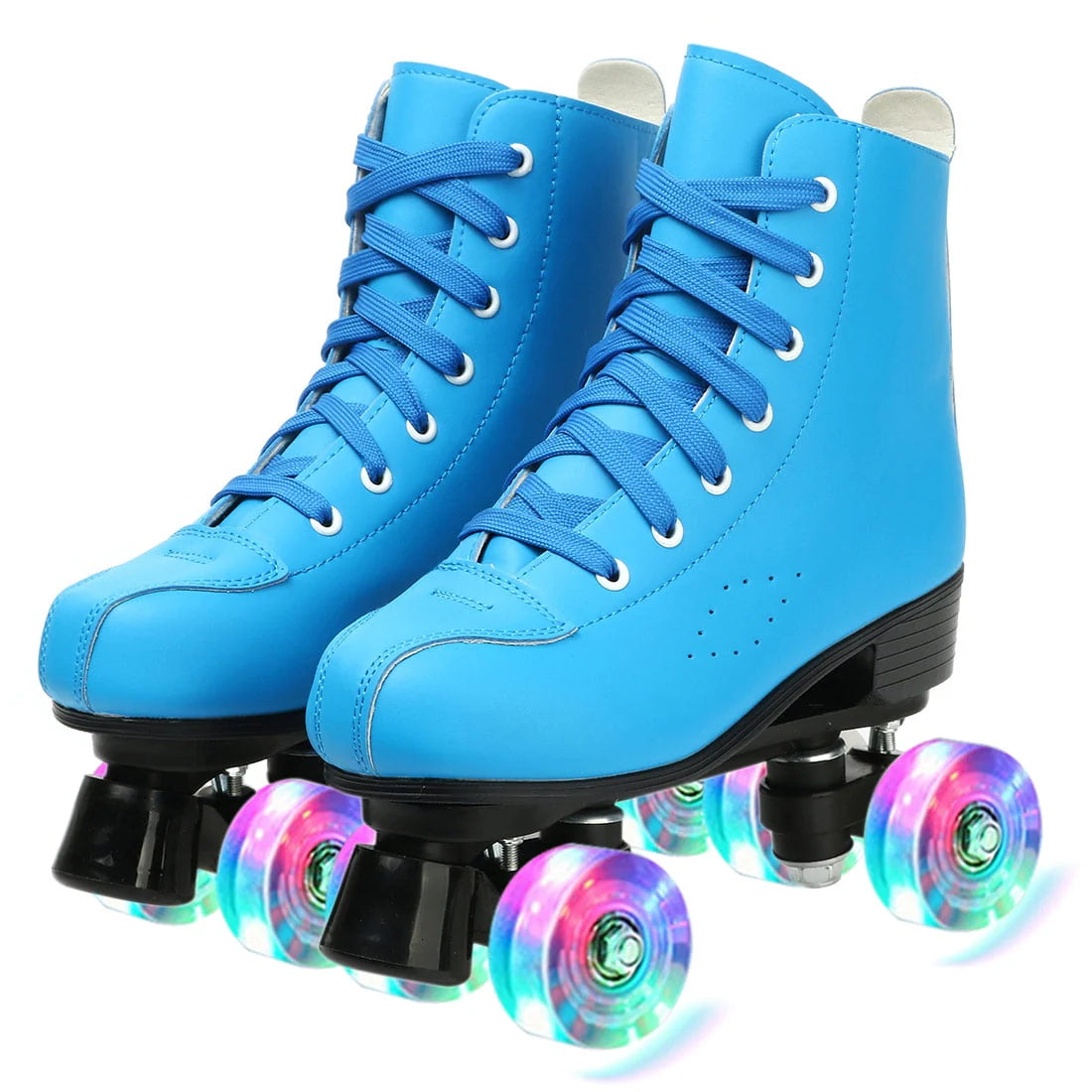 Flashing Wheels Leather Double-Row Roller Skates L6637