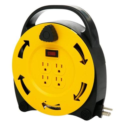 16/3 20' 4-Outlet Retractable Extension Cord Reel T961