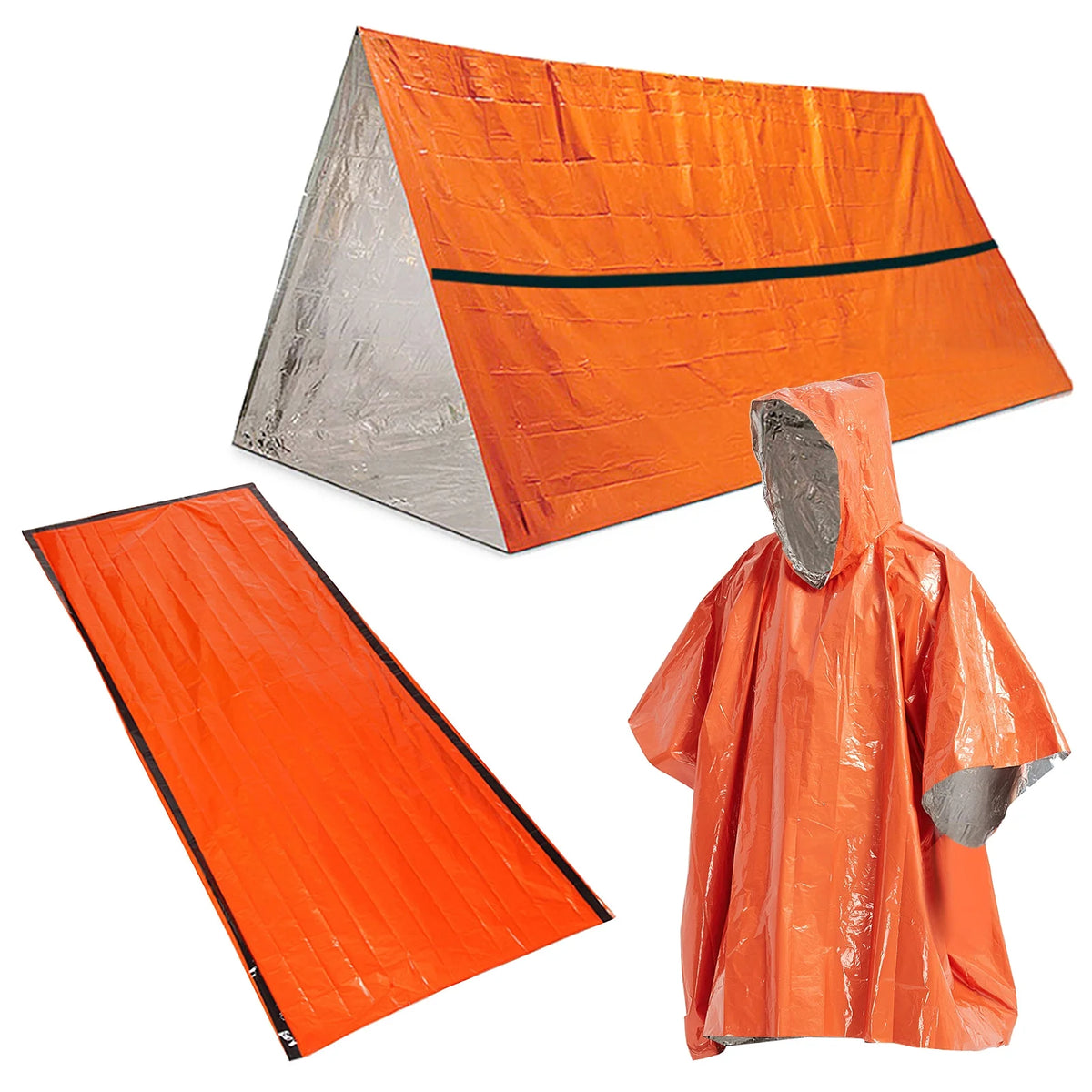 Waterproof Thermal Poncho Raincoat with Sleeping Bag and Tent Shelter T672875