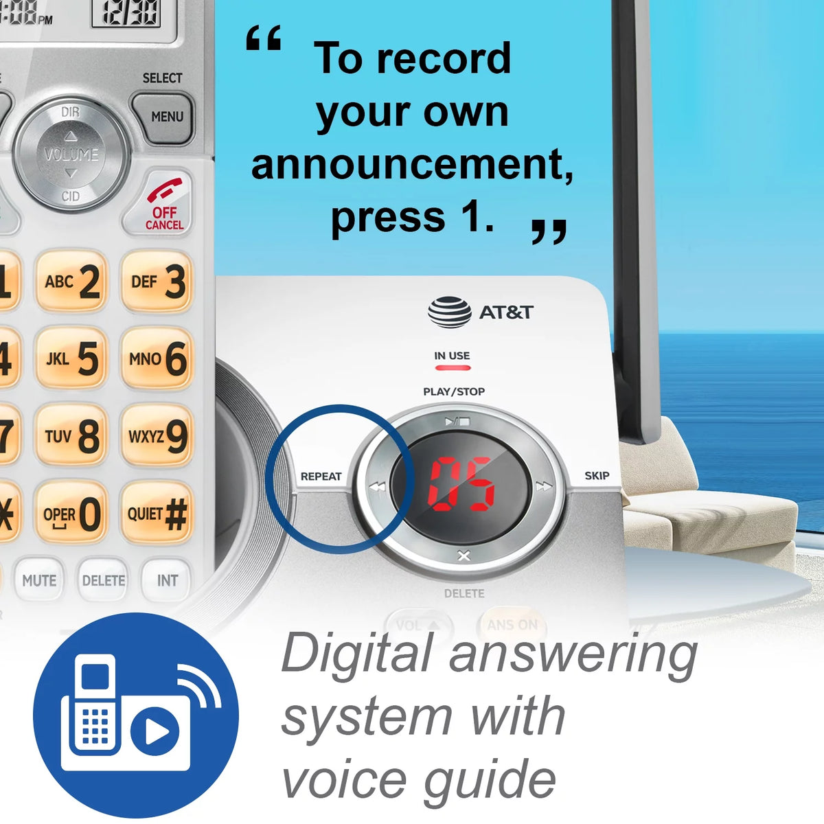 4-Handset Cordless Phone with Answering System and Call Block J566882