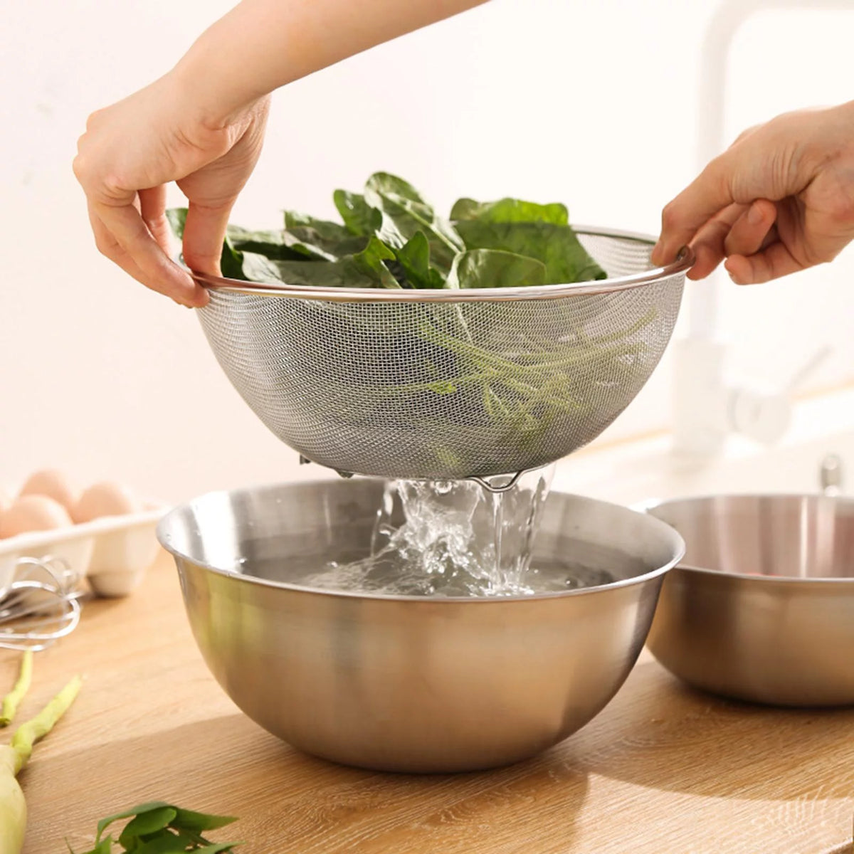 304 Stainless Steel Colander with Bowl Set of 2 F922