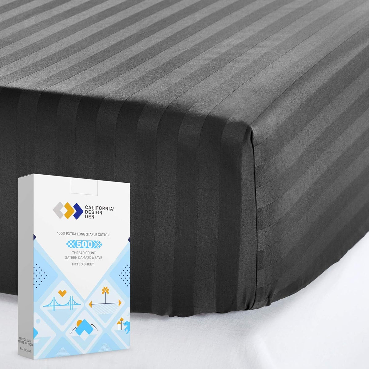 Sky Blue 100% Cotton Queen 4-Pc Sheet Set H296345