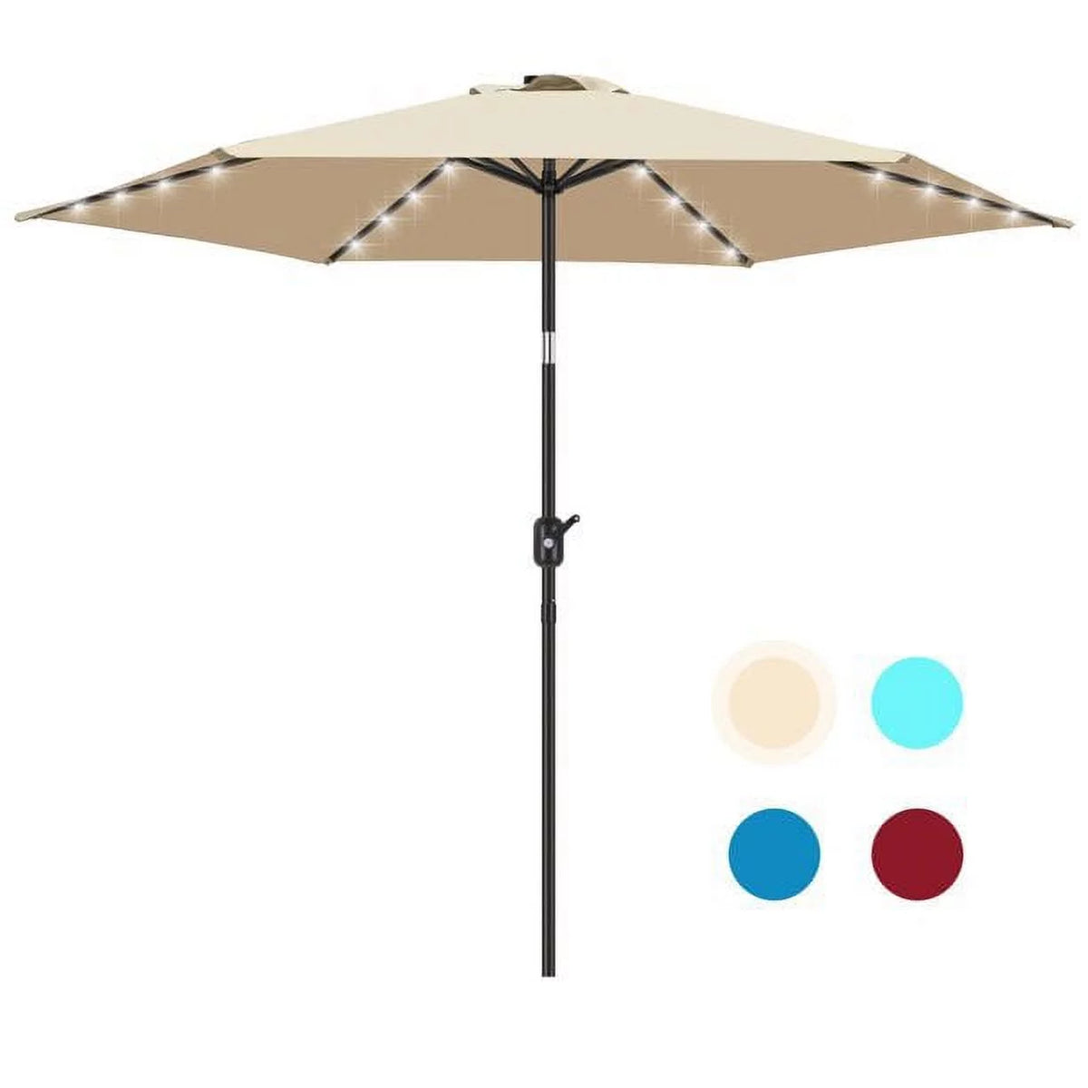 9 Ft Solar LED Light Patio Umbrella with Tilt Crank Lift Z980