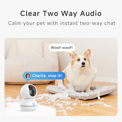 2K Indoor Pan/Tilt Security Camera with Speaker, 2Pcs Q118