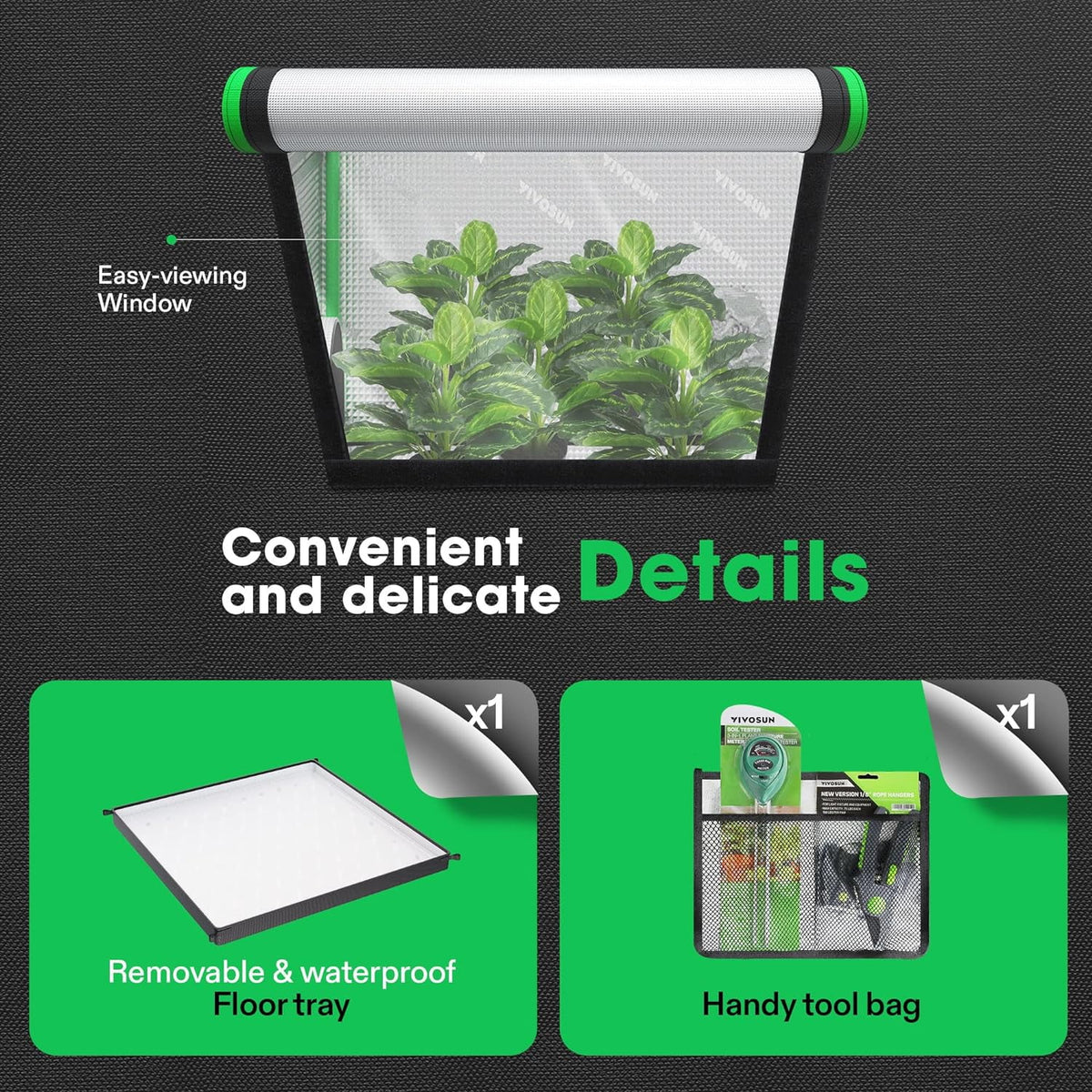 4x2 Grow Tent with Observation Window and Floor Tray F854784