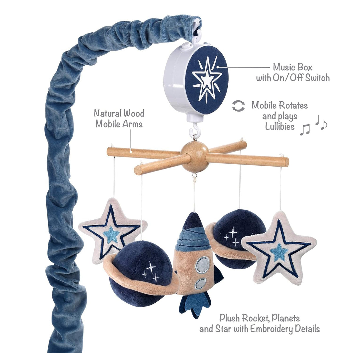 Blue Musical Baby Crib Mobile Soother Toy I52711