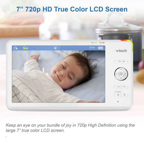 1080p WiFi Pan and Tilt Video Baby Monitor with 7-Inch Display and Night Light, White R983880